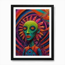 Listing image for Psychedelic Alien Art Print Framed Wall Art Poster Canvas Print Picture