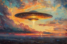 Listing image for Ufo Alien Flying Saucer Canvas Picture Print Wall Art