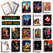 Listing image for Classic 80s Movie Posters, Framed Film Print Options, A3 A4 Size Poster Wall Art