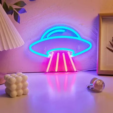 Listing image for LED Neon Lights Dimmable Space Neon Signs for Wall UFO Neon Light up Sign for Be