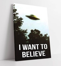 Listing image for I WANT TO BELIEVE X-FILES ALIEN UFO POSTER -DEEP FRAMED CANVAS WALL ART PRINT